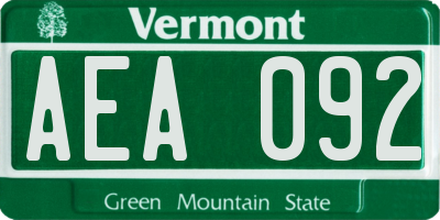 VT license plate AEA092