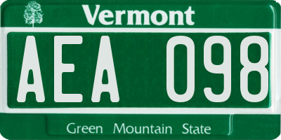 VT license plate AEA098