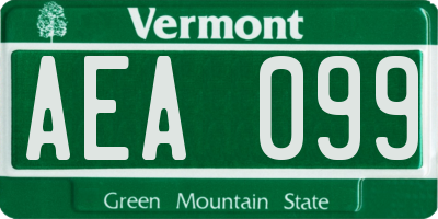 VT license plate AEA099