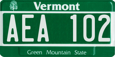 VT license plate AEA102