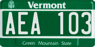 VT license plate AEA103