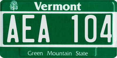 VT license plate AEA104