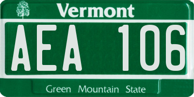 VT license plate AEA106