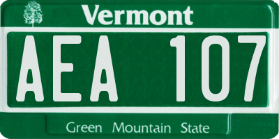 VT license plate AEA107