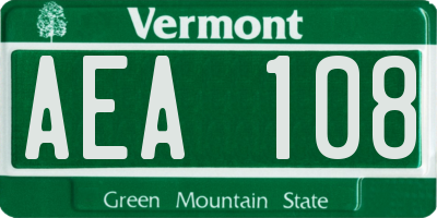VT license plate AEA108