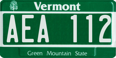 VT license plate AEA112