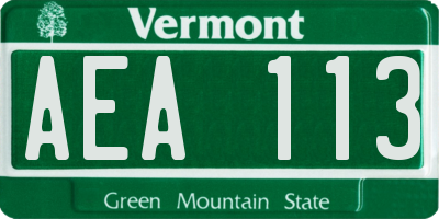 VT license plate AEA113