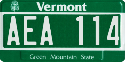 VT license plate AEA114
