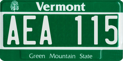 VT license plate AEA115