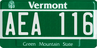 VT license plate AEA116