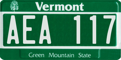 VT license plate AEA117