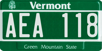 VT license plate AEA118