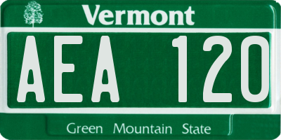 VT license plate AEA120