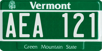 VT license plate AEA121