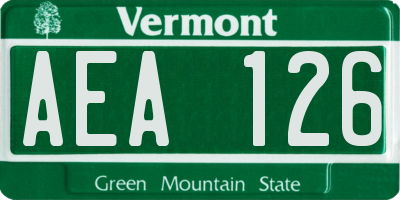 VT license plate AEA126