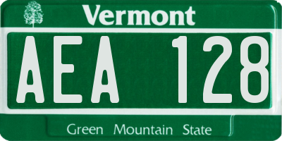 VT license plate AEA128