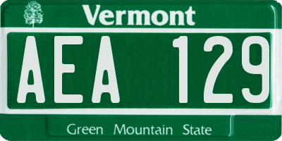 VT license plate AEA129