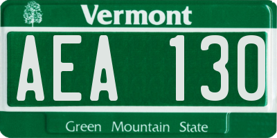 VT license plate AEA130