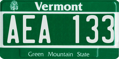 VT license plate AEA133