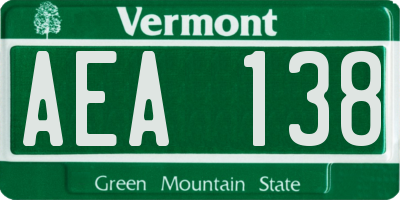 VT license plate AEA138