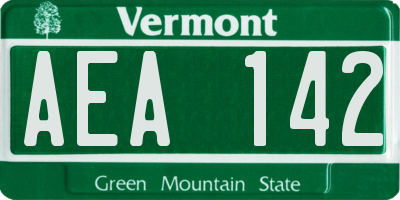 VT license plate AEA142
