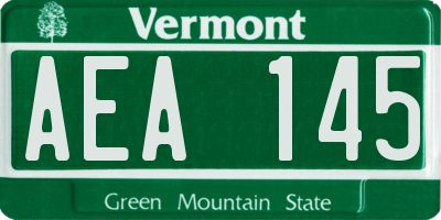 VT license plate AEA145
