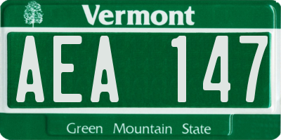 VT license plate AEA147