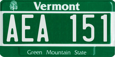 VT license plate AEA151