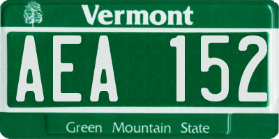 VT license plate AEA152