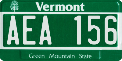 VT license plate AEA156