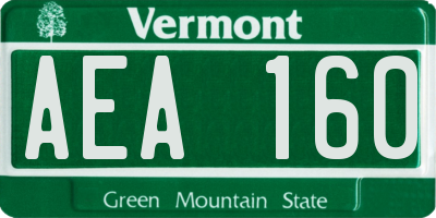VT license plate AEA160