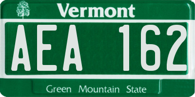 VT license plate AEA162