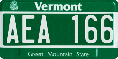 VT license plate AEA166