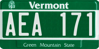 VT license plate AEA171
