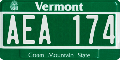 VT license plate AEA174