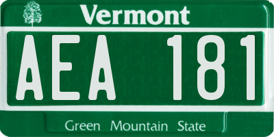 VT license plate AEA181