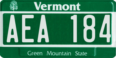 VT license plate AEA184