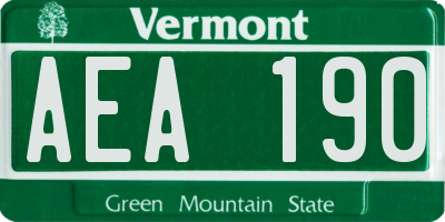 VT license plate AEA190