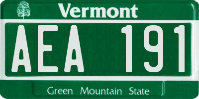 VT license plate AEA191