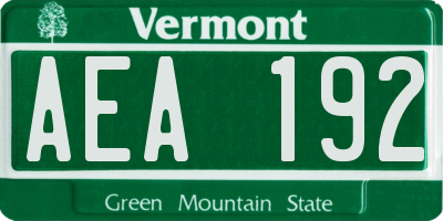 VT license plate AEA192