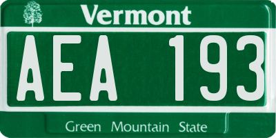 VT license plate AEA193