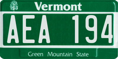 VT license plate AEA194
