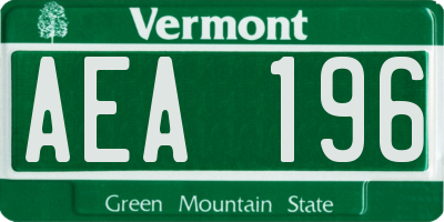 VT license plate AEA196