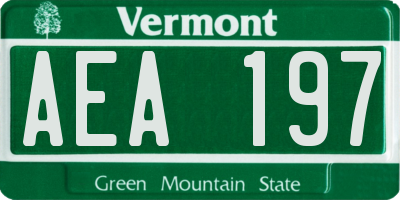VT license plate AEA197