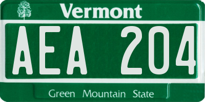 VT license plate AEA204