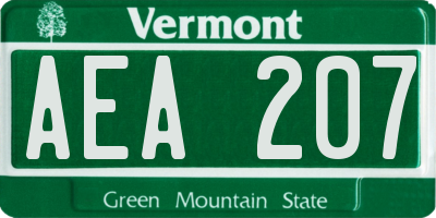 VT license plate AEA207