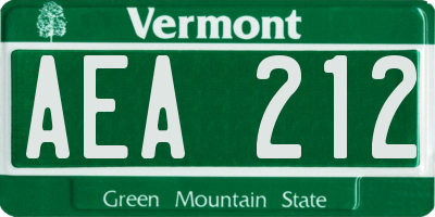 VT license plate AEA212