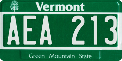 VT license plate AEA213