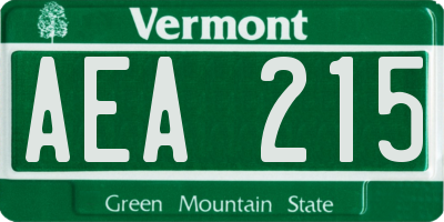VT license plate AEA215