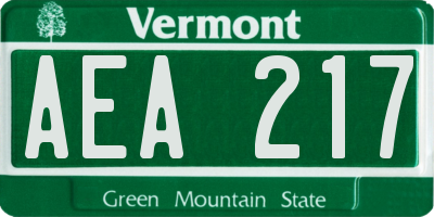 VT license plate AEA217